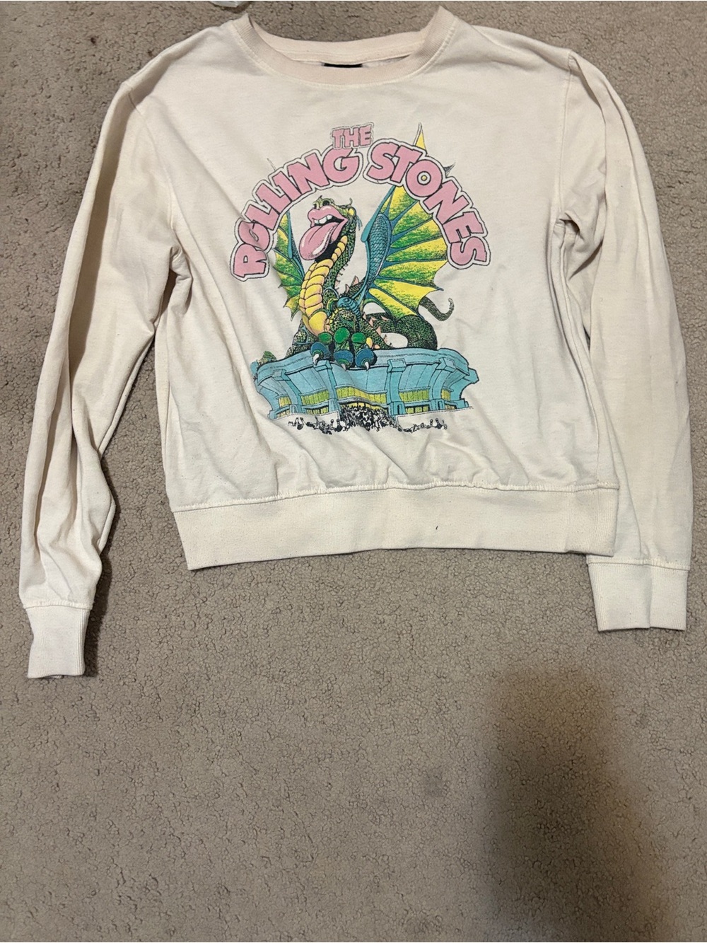 Ardene Cream Rolling Stones Graphic Crewneck Sweater